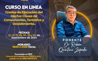 CURSO EN LÍNEA  Grados de Ejecución del Hecho: Clases de Consumación, Tentativa y Desistimiento.